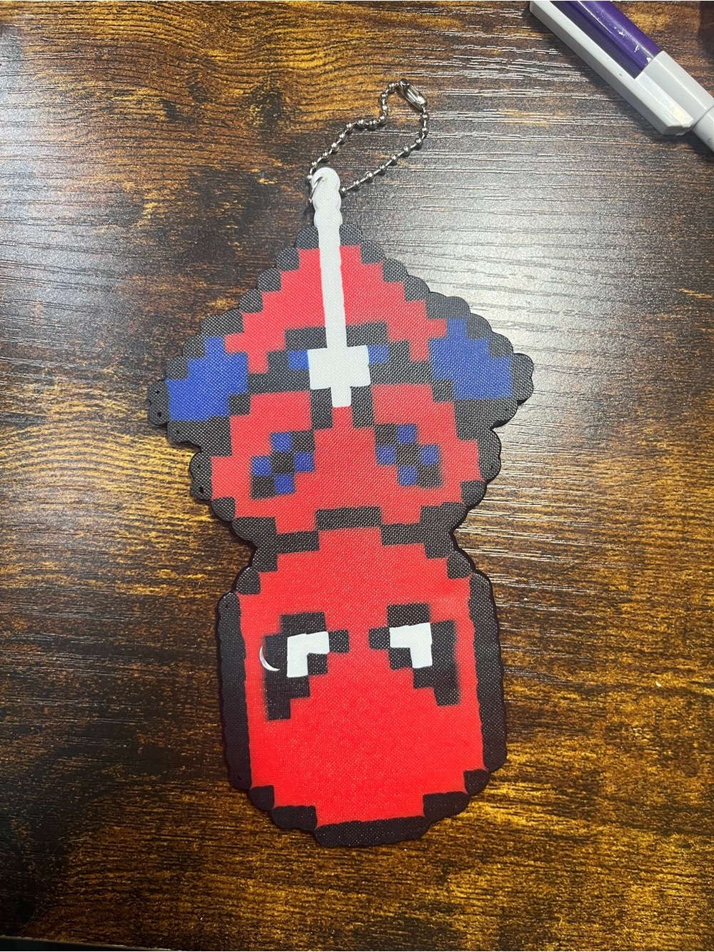 Kids Red Pixel Spider-Man Keychain Bag Charm
